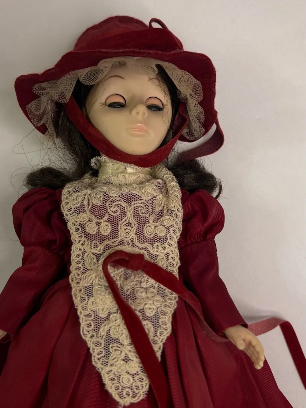 EFF & BEE Classic Red Victorian-Style Doll with Lace Trim
